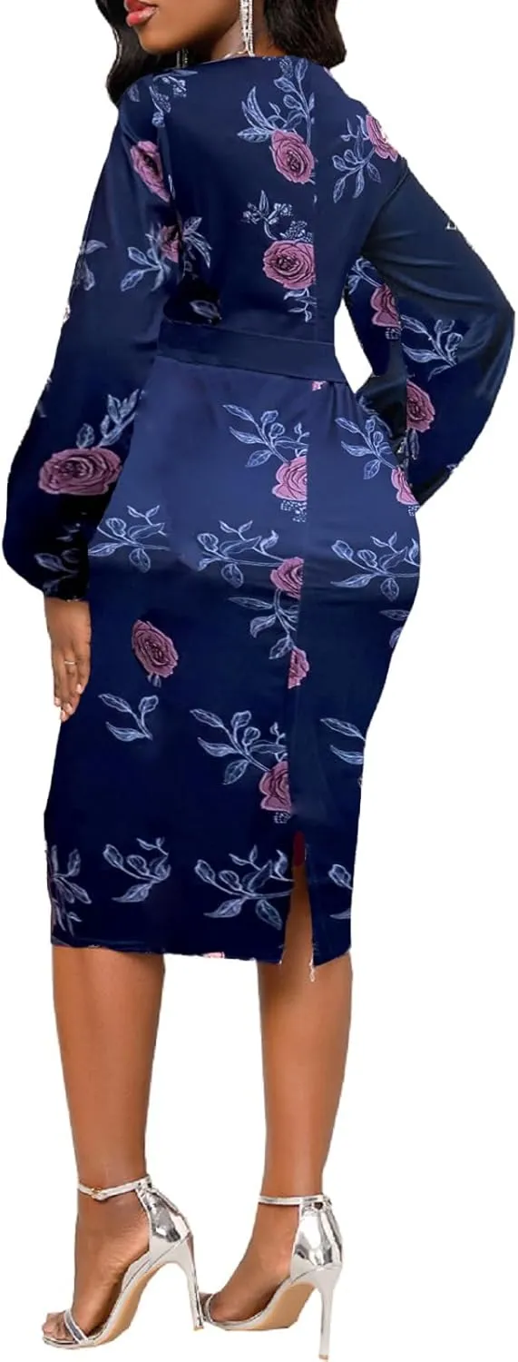 Xinlees Women's Elegant Dresses Sexy Bodycon Long Sleeve Pencil Business Dresses